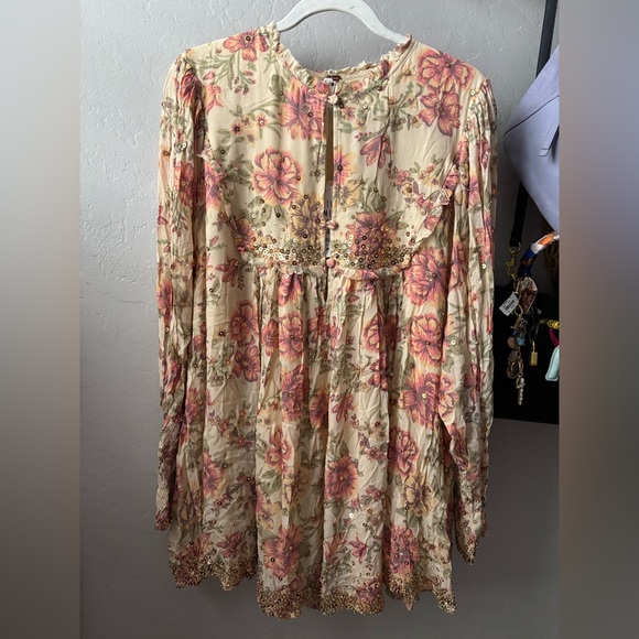 Free People Bali Golden Sun Printed Mini Dress - Picture 1 of 6
